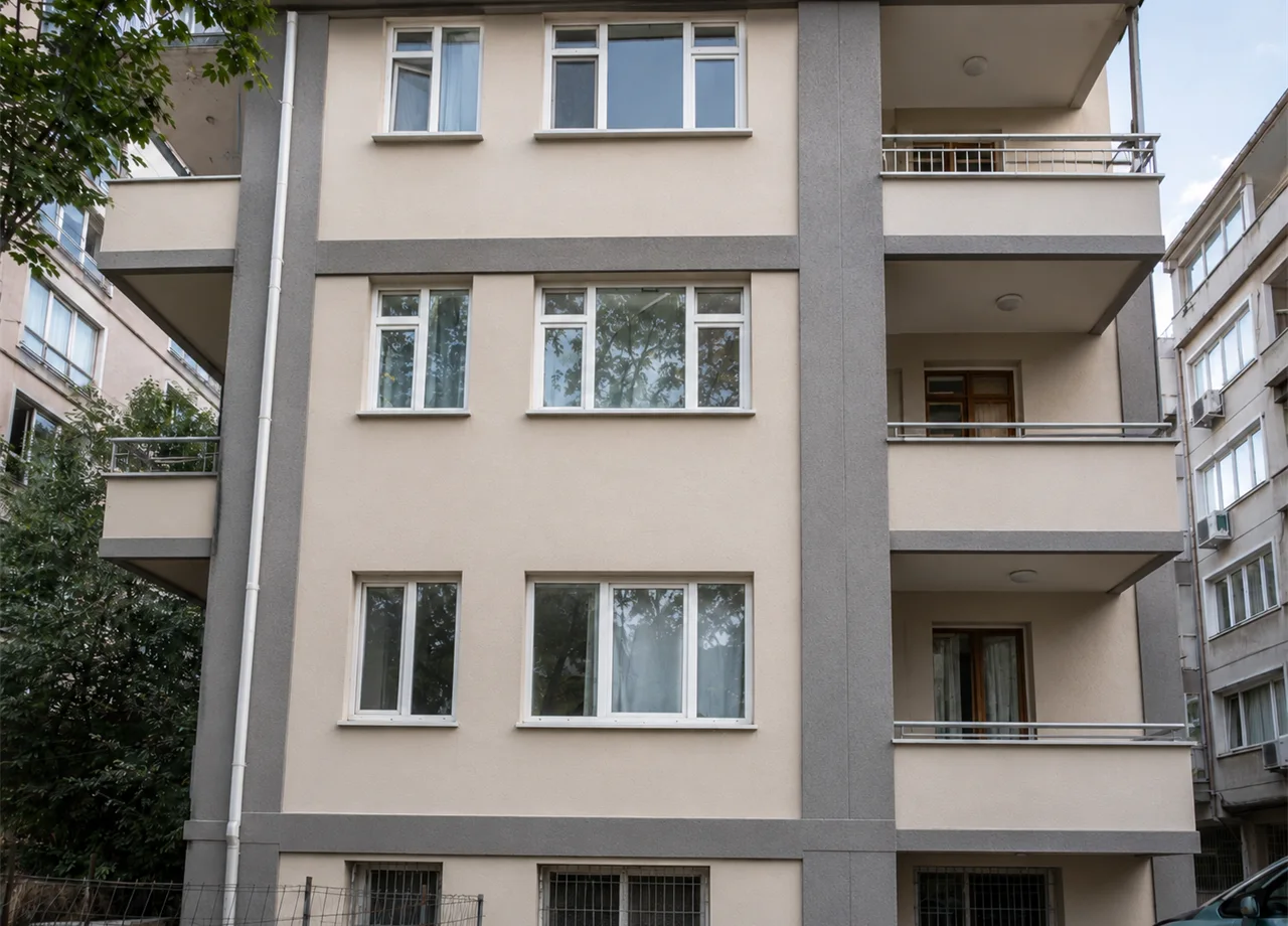 Güçlendirme sonrası betonarme bina cephesi — DNZ Grup Yapı Laboratuvarı, İstanbul